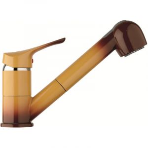 Mitigeur d'&eacute;vier de cuisine en gris terre avec douchette extractible &agrave; double jet Mamoli 70770000000T terre de France