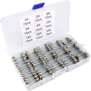 Assorties Kit de 126 Pcs Fusible Verre, 6 x 30mm Cartouche en Verre Fuse, Coup Rapide Voiture Fusibles, Fast-Blow Fusibles en Verre(AMP 1A 2A 3A 5A