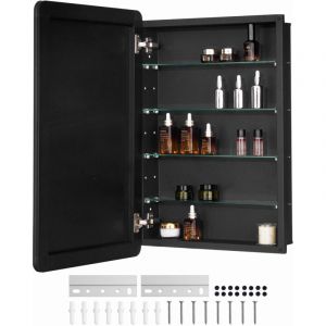 VEVOR Armoire a pharmacie, 508 x 762 mm, placard de rangement de salle de bain pour medicaments, avec miroir, cadre en aluminium et etageres