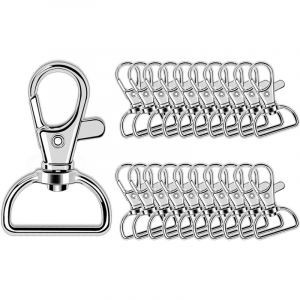 Porte-cl&eacute;s Rotatif[20 Pi&egrave;ces], Fermoirs Mousqueton, Cl&eacute; De Crochets Anneaux, pour Bricolage, projets de Couture, Sacs a Dos, Sacs &agrave; Main(Argent)