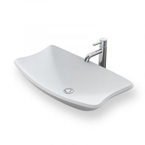 MOREA - Vasque rectangulaire &agrave; poser - Design El&eacute;gant et Raffin&eacute; - Solide et Robuste - Entretien Facile - Blanc - 38 x 60 x 15 cm