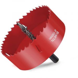 Scie Cloche Bi-m&eacute;tal, Scie Cloche Bois &Oslash;100mm, Scie Tr&eacute;pan avec Adaptateur Hexagonal et Foret de Centrage, pour Percer Plastique, PVC, Bois, Panneaux