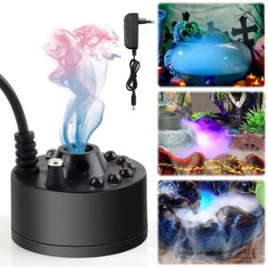 Mist Maker, Nébuliseur à Ultrasons avec LED, Brumisateur d'eau de Fontaine 350 ML/H, Dispositif de Brouillard (avec prise UE), Brumisateur Halloween