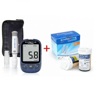 Kit de Test de glyc&eacute;mie, Moniteur de glyc&eacute;mie du diab&egrave;te Testeur de testeur de glucom&egrave;tre avec 50 Bandes de Test-RAPANDA