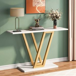 Tribesigns - Console Meuble, Console d'entrée de Couloir Industrielle, Tables d'entrée de 110 cm Table de canapé étroite pour Salon, Cadre en métal