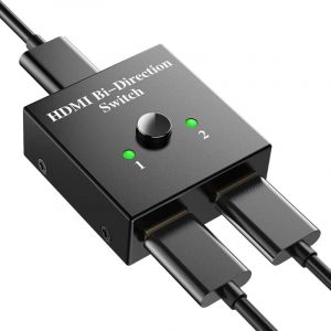 Denuotop - Switch hdmi 4K, Commutateur hdmi Répartiteur Bidirectionnel 2 Entrées 1 Sortie,3D/1080P/4K/HDCP-HDMI Switcher pour Blu-Ray/PC/DVD/Xbox