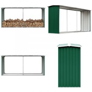 Abri de stockage de bois Acier galvanisé 330x92x153 cm Vert - abri de stockage de bois - abris de stockage de bois - Home & Living