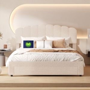 Lit Coffre 160x200,Lit 160x200 avec TêTe de Lit Lit Adulte Coffre Lit Double avec Tiroir Lit Capitonné Velours Lit avec Rangement Cadre de Lit avec