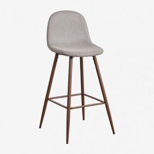 Sklum - Tabouret haut Glamm &uarr;75 cm Gris B&eacute;ton Bois fonc&eacute;