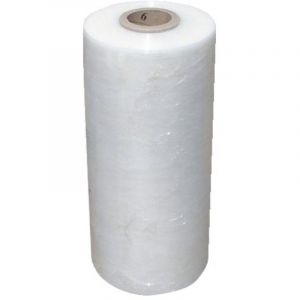 Film poly&eacute;thyl&egrave;ne &eacute;tirable manuel transparent, largeur 450 mm, &eacute;paisseur 15 microns, longueur 300 m - Corderie Mesnard