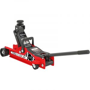 Cric hydraulique, cric de manœuvre extra plat charge max 2500 kg, plage de levage 80-360 mm, 53 x 20,5 x 17,5 cm, rouge