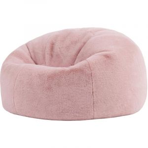 icon Pouf classique Kingston en imitation fourrure luxueuse de lapin, Pouf Fauteuil de Salon, Chambre, pour Adulte et Enfant, Rose, OEKO-TEX