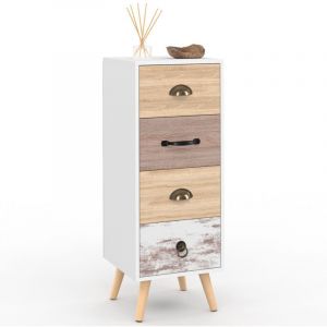 Meuble d'appoint 4 tiroirs bahia 30 cm chiffonnier scandinave pour entrée salle de bain