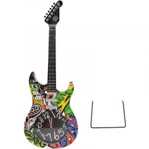 Eosnow Guitare horloge murale Simulation temps pr&eacute;cis guitare horloge d&eacute;coration murale pour maison dortoir chambre 5680CC guitare avec support