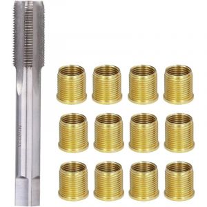 Outils de R&eacute;paration de Trou de Filetage de Bougie D'allumage, 10 Inserts Filet&eacute;s M14 X 1,25, Un Taraud Filet&eacute; M16 X 1,25, Adapt&eacute; &agrave; La R&eacute;paration de