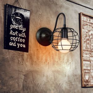 Axhup - Cage Applique Murale Vintage R&eacute;tro en M&eacute;tal Applique Lampe Abat-jour E27 pour Cuisine Salon Chambre Loft Noir