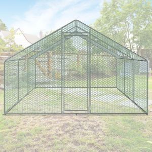 Enclos poulailler grillagé avec porte latérale et toit dôme 18 m² 3x6x2m