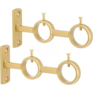 Support de tringle &agrave; rideau double, 2 pi&egrave;ces, fixation murale, convient pour tringle &agrave; rideau de diam&egrave;tre 15-25 mm (dor&eacute;)