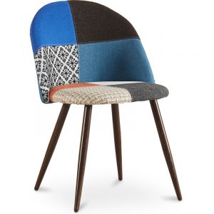 Privatefloor - Chaise de salle à manger tapissée en patchwork - Style scandinave - Pixi Multicolore
