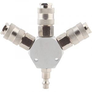 S&eacute;parateur de Compresseur D'air 3 Voies 1/4 ''F NPT S&eacute;parateur de Tuyau de 4 Pouces Collecteur D'air Coupleur Rapide Compresseur D'air Connecteur