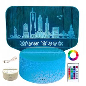 Veilleuse New York New York pour enfants 16 LED 3D + télécommande