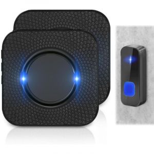 APEX Sonnette Sans Fil avec 2 R&eacute;cepteurs, Sonnette Sans Fil Longue Port&eacute;e 300M, Sonnette Sans-fil avec 55 M&eacute;lodies, 5 Niveaux de Volume