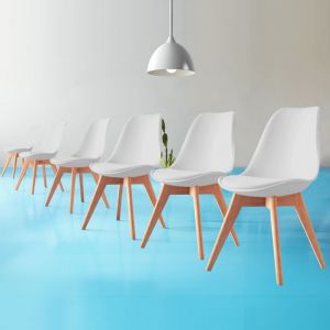 BOLLI Chaises de Salle à Manger Scandinave Lot de 6, Chaise de Cuisine, Idéal pour Salle à Manger, Salon, Chambre à Coucher (Tulipe, Blanc)