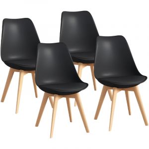 Bolli - Chaises de Salle à Manger Scandinave Lot de 4, Chaise de Cuisine, Idéal pour Salle à Manger, Salon, Chambre à Coucher (Tulipe, Noir)