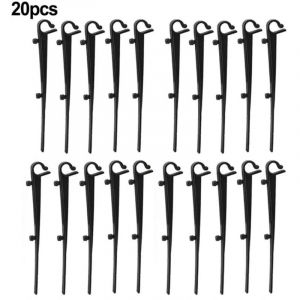 Lot de 20 crochets de fixation pour grillage de protection de gouttière en PP - Longueur 16 cm, entraxe 7,2 cm, noir