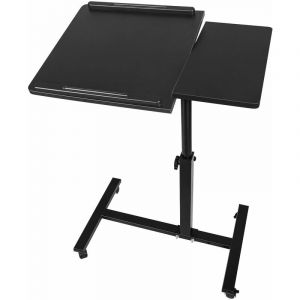 Bureau Debout sur Roues, Bureau d'ordinateur de Support réglable en Hauteur Table d'appoint, petite table d'appoint pour canapé avec 4 roulettes