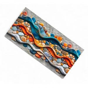Tapis de cuisine antid&eacute;rapant Runner - motif Sea Sassi color&eacute; - Fabriqu&eacute; en Italie, ultra fin et lavable Cm. 50x200