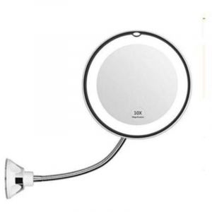 Miroir grossissant Flexible avec lumi&egrave;re LED grossissement 10x, forte ventouse, &eacute;clairage miroir de vanit&eacute;, miroir de maquillage