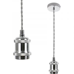 ZMH - Suspension de lampe vintage E27 chromée avec câble de 1,3 m - Edison industriel avec baldaquin, balançoire singe en cuivre - Idéale pour salon,