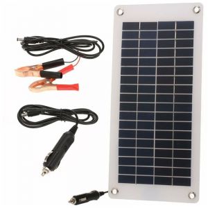 Chargeur de batterie de voiture solaire Mainteneur de panneau d'énergie solaire portable avec allume-cigare Charge d'entretien semi-flexible pour rv