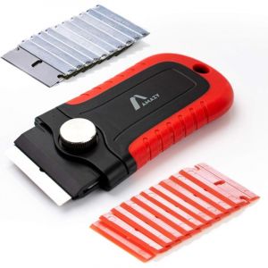 Grattoir Plaque Vitroc&eacute;ramique + 20 Lames - Racloir Vitroc&eacute;ramique Polyvalent - Grattoir pour Plaques &agrave; Induction, Vitres, Miroirs et Tables - Gratte