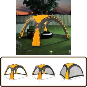 Vidaxl - Tente de réception avec led et 4 parois 3,6x3,6x2,3 m Jaune - Tents De Jardin - Abri De Jardin - Tente Rétractable - Parasol - Abri Soleil
