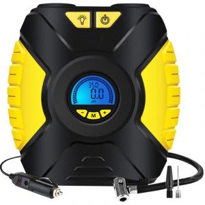 Compresseur &agrave; Air Portable Gonfleur Electrique Gonfleur Pneu Voiture Mini Compresseur 12v Portatif Voiture Pompe A Velo avec Manom&egrave;tre, Adaptateurs