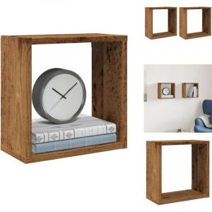 Vidaxl - tagères cube murales 2 pcs vieux bois 30x15x30 cm - Étagère Murale Cube - Étagères Murales Cube - Stockage En Forme De Cube - Étagère En