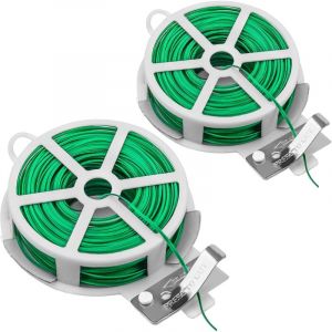 2 Rouleaux 50M Fil Jardinage Vert avec Coupe Fil de Fer Plastifie Attaches de Fil de Jardin Attache Plante Tomates Cravates en Fil de Plantes pour