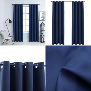 Vidaxl - Rideaux occultants avec anneaux en métal 2 pcs Bleu 140x225 cm - Rideaux Bleus - Rideaux Occultants - Rideaux Pour Salon - Rideaux Pour