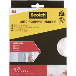 Lot de 2 auto-agrippants Scotch&reg; pour Int&eacute;rieur, blanc, 19 mm x 4,5 m