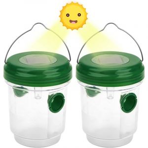 Aougo - 2 Pièces à Guêpes Solaire avec Lumière led, Pièges à Insectes, Attrape Anti-Insectes Piège en Miel Abeilles