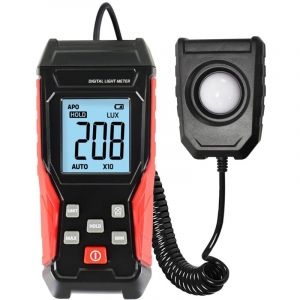 Photomètre Luxmètre Numérique Photomètre d'éclairement avec Capteur Rotatif à 360 degrés Plage de Mesure 0200000 Testeur de Luxmètre
