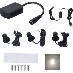 Mini LED Spot Lights 5V USB Vitrine Lumière d'affichage 1 à 3 Lumière de petit meuble dimmable lumière naturelle noir