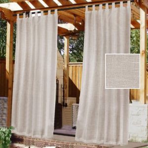 Rideaux d'ext&eacute;rieur &agrave; passants， Rideaux occultants et imperm&eacute;ables, fermeture Velcro, pour pergola, tonnelle, terrasse, pavillon, H 274 x l 132 cm,