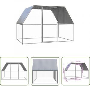 Abcrital - The Living Store Poulailler d'ext&eacute;rieur 3x2x2 m Acier galvanis&eacute; - Poulailler Ext&eacute;rieur - Abri Pour Volaille - Coop Pour Poules