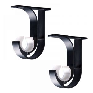 Support de tringle &agrave; rideau, support de tringle &agrave; rideau de plafond pour tringle de 28 mm, lot de 2, noir