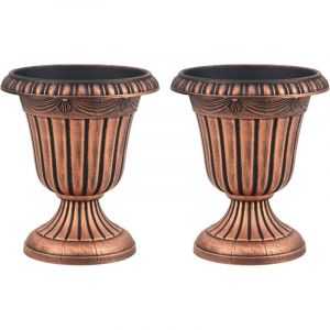 Lot de 2 Pot de Fleur Exterieur R&eacute;tro, ⌀41 cm de Diam&egrave;tre, Cache Pot Plante Interieur en Plastique, 2PCS Jardini&egrave;res Rondes, Amphore Jardini&egrave;re,