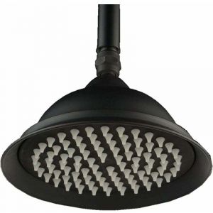 Pommeau de douche r&eacute;tro, pomme de douche &agrave; pluie ronde Antique de 9 pouces, douche trompette （noir）