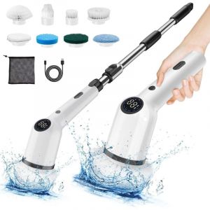 Brosse Nettoyage &Eacute;lectrique, Brosse de Nettoyage sans Fil avec 9 T&ecirc;tes de Brosse Rempla&ccedil;ables, 3 Vitesses de Rotation, Electric Spin Scrubber pour